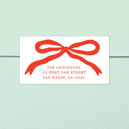 ハンドドローモダンドレッドボウクリスマス差出人住所 ラベル