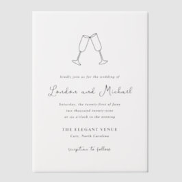 ハンドドローモダンド結婚フート ベラム紙招待状