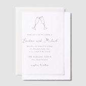 ハンドドローモダンド結婚フート ベラム紙招待状 (オフセット)