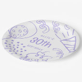 ハンドドローモダンド誕生日任意の年齢かわいいペリウィンクル ペーパープレート (アングル)