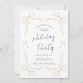 ハンドドローユニークドグリーン金ゴールド会社ホリデーパーティー 招待状 (正面)