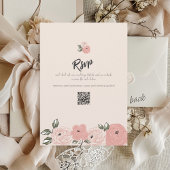 ハンドドローユニークドヴィラピンクグリーンフローラズ結婚 招待状