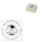 ハンドドローヨットセーリングファミリー差出人住所 ラバースタンプ (押印)