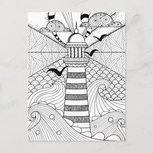 ハンドドローライトハウスドードル ポストカード (正面)