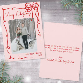 ハンドドローリボンボウレトロクリスマス シーズンカード