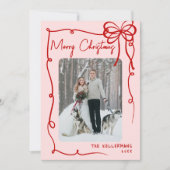 ハンドドローリボンボウレトロクリスマス シーズンカード (正面)