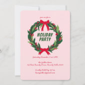 ハンドドローリースホリデークリスマスカスタムパーティー 招待状 (正面)