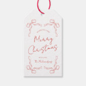 ハンドドローレッドボウお洒落スユニーククリスマス ギフトタグ (正面)