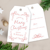 ハンドドローレッドボウお洒落スユニーククリスマス ギフトタグ