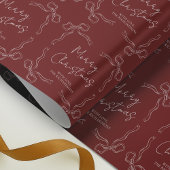 ハンドドローレッドボウお洒落スユニーククリスマス ラッピングペーパー