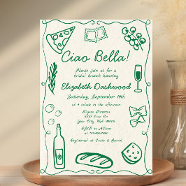 ハンドドローレトロイタリアンカジュアルブライダルブランチ 招待状