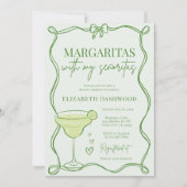 ハンドドローレトロマルガリタカクテルブライダルシャワー 招待状 (正面)