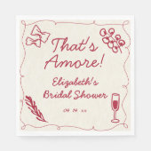 ハンドドローレトロレッドイタリアンカジュアルブライダルブランチ スタンダードランチョンナプキン (正面)