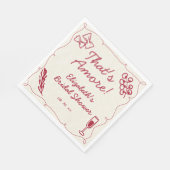 ハンドドローレトロレッドイタリアンカジュアルブライダルブランチ スタンダードランチョンナプキン (角)