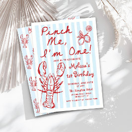 ハンドドローロブスター1st誕生日招待状 招待状