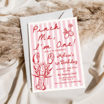 ハンドドローロブスター1st誕生日招待状