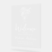 ハンドドローローズブーケブライダルシャワー歓迎 アクリルサイン (傾斜)