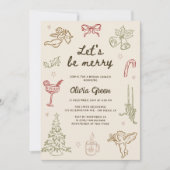 ハンドドローンのクリスマス ウェディング シャワー Let's be merry 招待状 (正面)