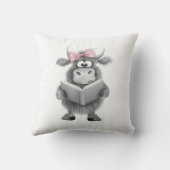 ハンドドローンのハイランド牛の読書枕 クッション (裏面)