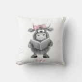 ハンドドローンのハイランド牛の読書枕 クッション (正面)