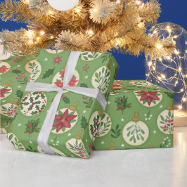ハンドドローンクリスマスオーナメントラッピングペーパーロール   ラッピングペーパー