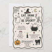 ハンドドローンハロウィンパーティーで食べたり飲んだりとスリルを 招待状 (正面)
