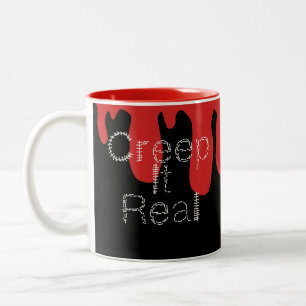 ハンドドローンフォントでホラーなハロウィン「Creep it Real」 ツートーンマグカップ