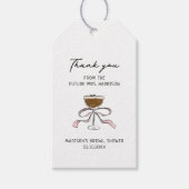 ハンドドローンブライダルシャワーのためのエスプレッソマティーニ ギフトタグ (正面)