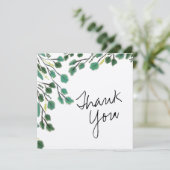 ハンドドローンユーカリの葉の感謝カード 招待状 (スタンド正面)