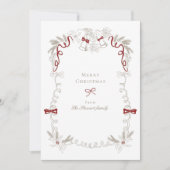 ハンドドローヴィンテージレトロメリークリスマス シーズンカード (正面)