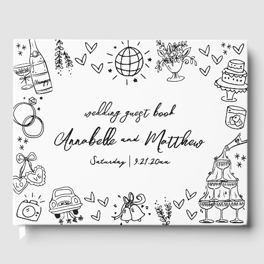 ハンドドロー予測できなドお洒落結婚の ゲストブック (正面)