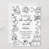 ハンドドロー予測できなドお洒落結婚の 招待状 (正面)