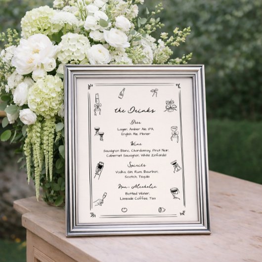 ハンドドロー予測できなドの結婚バー飲料メニュー ポスター