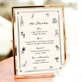 ハンドドロー予測できなドの結婚バー飲料メニュー ポスター