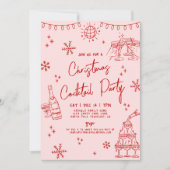 ハンドドロー予測できなドクリスマスカクテルパーティー 招待状 (正面)