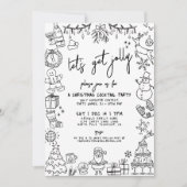 ハンドドロー予測できなドクリスマスカクテルパーティー 招待状 (正面)