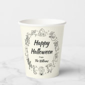 ハンドドロー予測できなドドードルカウボーイハッピーハローウィン 紙コップ (正面)