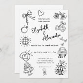 ハンドドロー予測できなドフランスの結婚の 招待状 (正面/裏面)