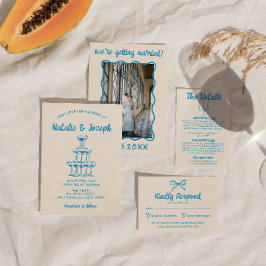 ハンドドロー予測できなドブルーシャンパ結婚ンタワー 招待状