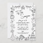 ハンドドロー予測できなドホリデーカクテルパーティー 招待状 (正面)