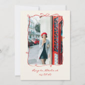 ハンドドロー予測できなド写真ユニーク誕生日ブランチ 招待状 (裏面)