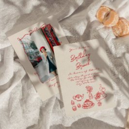 ハンドドロー予測できなド写真ユニーク誕生日ブランチ 招待状