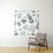 ハンドドロー付きハロウィーンアイコンのシームレスなパターン タペストリー (インサイチュ)