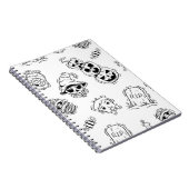 ハンドドロー付きハロウィーンアイコンのシームレスなパターン ノートブック (右側)