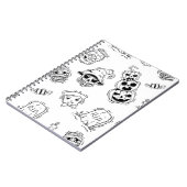 ハンドドロー付きハロウィーンアイコンのシームレスなパターン ノートブック (左側)