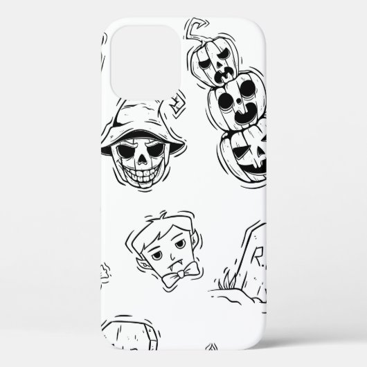 ハンドドロー付きハロウィーンアイコンのシームレスなパターン Case-Mate iPhoneケース (裏面)