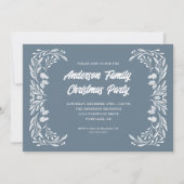 ハンドドロー冬の緑の家族のクリスマスパーティー 招待状 (正面)