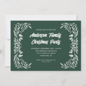 ハンドドロー冬の緑の家族のクリスマスパーティー 招待状 (正面)
