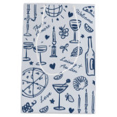 ハンドドロー図解入りの、写真付きのドの結婚歓迎抱き枕 ミディアムペーパーバッグ (裏面)