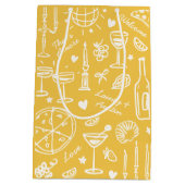 ハンドドロー図解入りの、写真付きのドの結婚歓迎抱き枕 ミディアムペーパーバッグ (裏面)